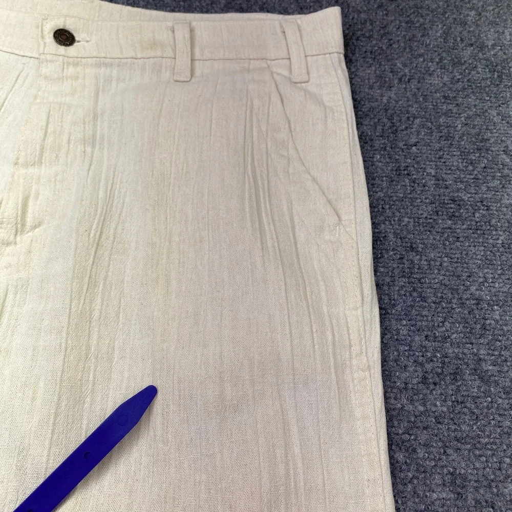 VTG Levis Off White Textured Flare Pants Talon 42 Zipper White Tab Sz 34 70s'